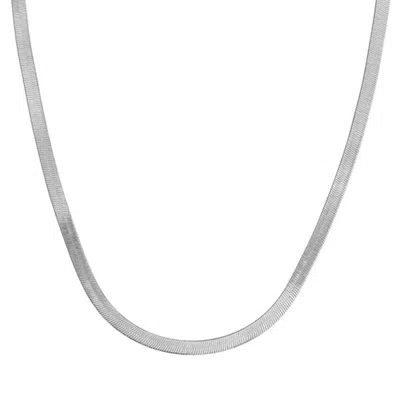 Oak & Luna Herringbone Slim Chain Necklace In Metallic