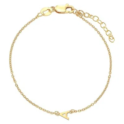 Oak & Luna Inez Initial Bracelet/anklet In 18k Gold Plated Sterling Silver In Black