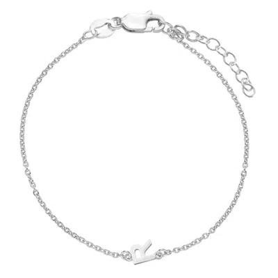 Oak & Luna Inez Initial Bracelet/anklet In Sterling Silver In Metallic
