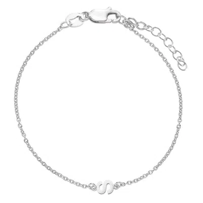 Oak & Luna Inez Initial Bracelet/anklet In Sterling Silver In Pink
