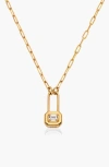 Oak & Luna Lock & Luna Charm With Emerald Cut Moissanite In Gold