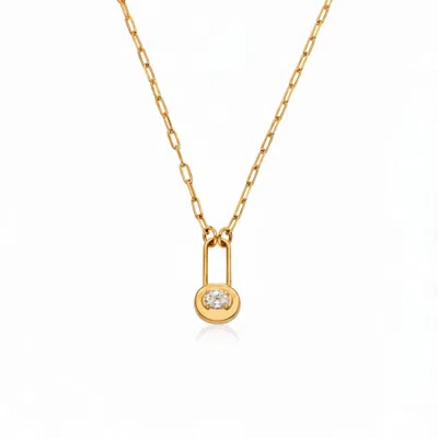 Oak & Luna Lock & Luna Charm With Oval Cut Moissanite In Gold