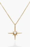 Oak & Luna Northern Star Necklace With 0.3ct Diamond In Gold