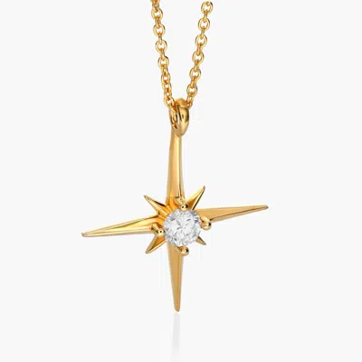 Oak & Luna Northern Star Necklace With 0.3ct Diamond In Gold