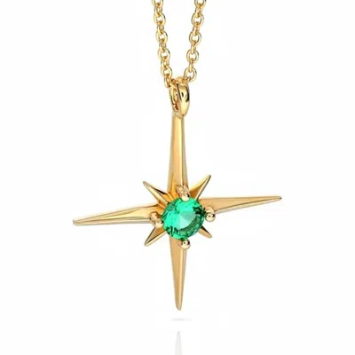 Oak & Luna Northern Star Necklace With Emerald Gemstone In Gold