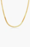 Oak & Luna Pre Engraved Herringbone Thin Chain Necklace In Gold