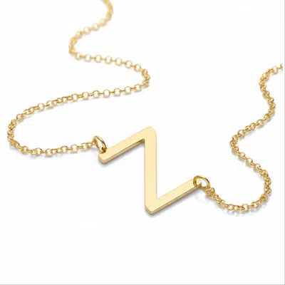 Oak & Luna Sideways Initial Necklace In Gold Plated Sterling Silver