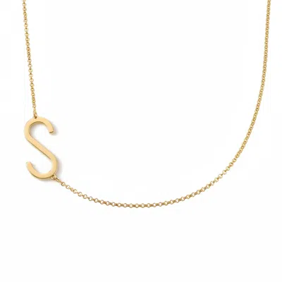 Oak & Luna Sideways Initial Necklace In Gold Plated Sterling Silver In Red