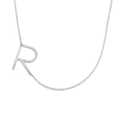 Oak & Luna Sideways Initial Necklace In Sterling Silver In Metallic