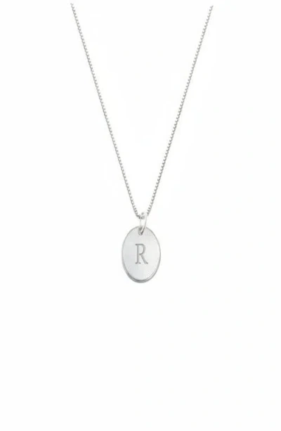 Oak & Luna Willow Initial Disc Necklace- Sterling Silver In Gray