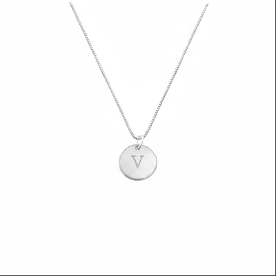 Oak & Luna Willow Initial Disc Necklace- Sterling Silver In Metallic