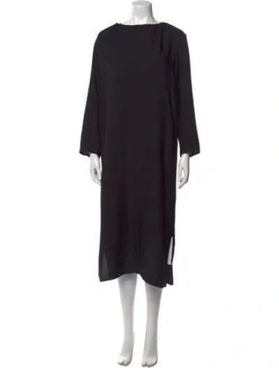 Pre-owned Oak Bateau Neckline Long Dress In Black