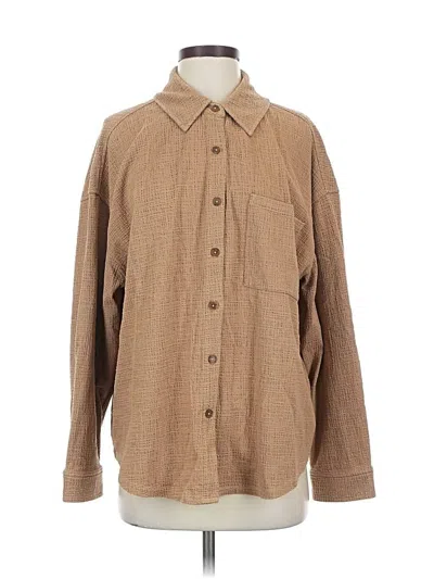 Pre-owned Oak+fort Long Sleeve Button Down Shirt In Brown