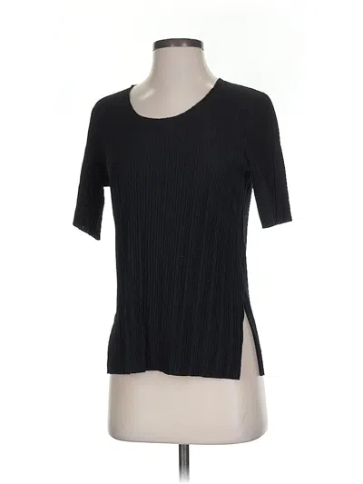Pre-owned Oak+fort Short Sleeve Top Black Keyhole Neckline Tops