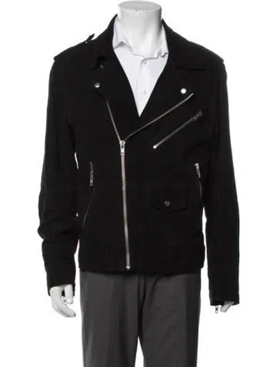 Pre-owned Oak Goat Leather Moto Jacket In Black