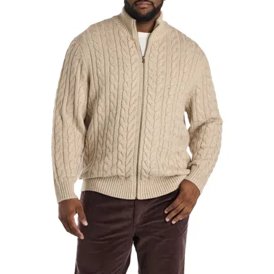 Oak Hill By Dxl Big & Tall Cabled Front-zip Cardigan