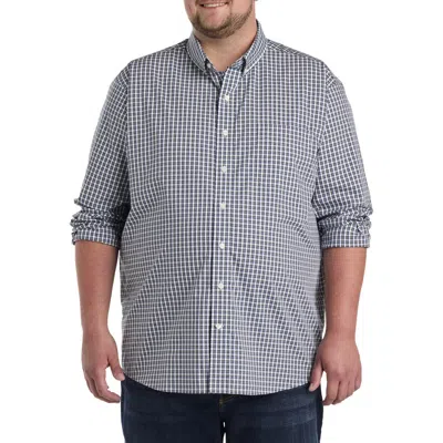 Oak Hill By Dxl Big & Tall Check Patterned Sport Shirt In Navy Green