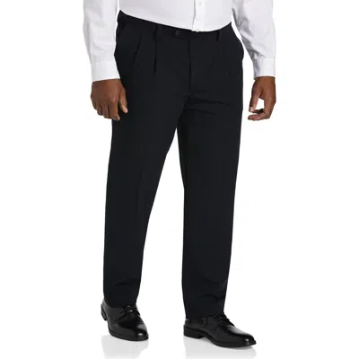 Oak Hill Easy Stretch Pleated Dress Pants In Navy