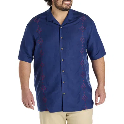 Oak Hill By Dxl Big & Tall Embroidered Sport Shirt In Navy