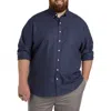 Oak Hill By Dxl Big & Tall Heathered Plaid Sport Shirt In Blue