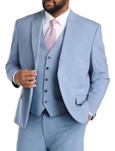 Oak Hill By Dxl Big & Tall Jacket-relaxer Micro Check Suit Jacket In Blue