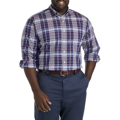 Oak Hill By Dxl Big & Tall Large Plaid Sport Shirt In Burgundy