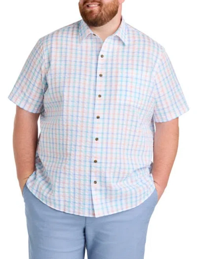 Oak Hill By Dxl Big & Tall Medium Plaid Seersucker Sport Shirt In Multi