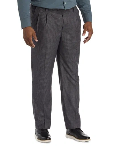 Oak Hill By Dxl Big & Tall Micro Check Pleated Dress Pants In Multi