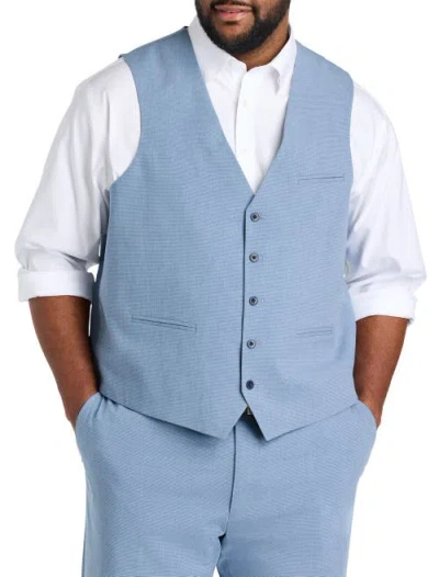 Oak Hill By Dxl Big & Tall Micro Check Vest In Blue