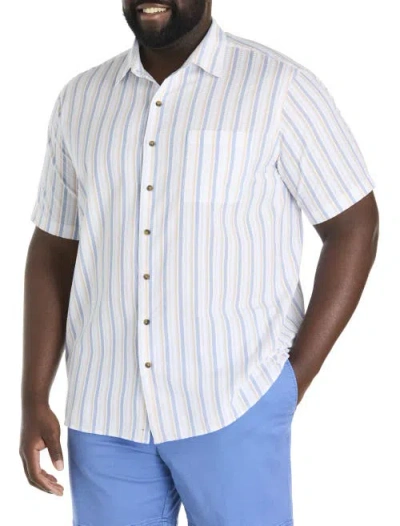 Oak Hill By Dxl Big & Tall  Seersucker Double Stripe Sport Shirt
