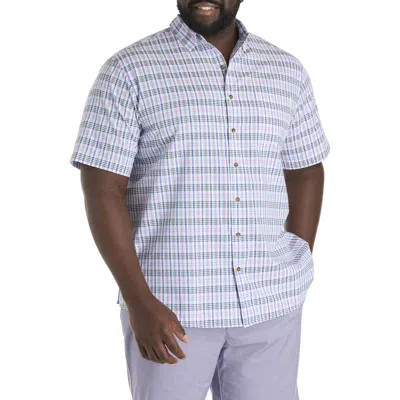 Oak Hill By Dxl Big & Tall  Seersucker Large Plaid Sport Shirt In Multi