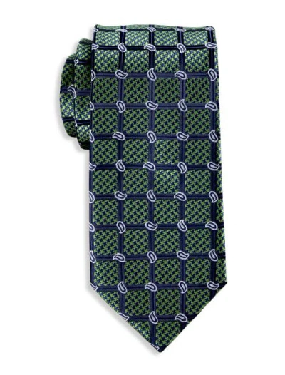 Oak Hill By Dxl Big & Tall Simple Paisley Grid Tie In Green