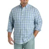 Oak Hill By Dxl Big & Tall  Small Plaid Performance Sport Shirt In Blue Multi