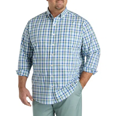 Oak Hill By Dxl Big & Tall  Small Plaid Performance Sport Shirt In Blue Multi