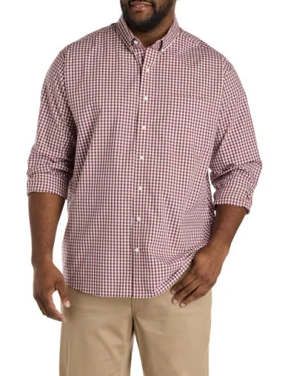 Oak Hill By Dxl Big & Tall  Small Plaid Sport Shirt In Pink