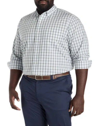 Oak Hill By Dxl Big & Tall  Small Plaid Tech Sport Shirt In White