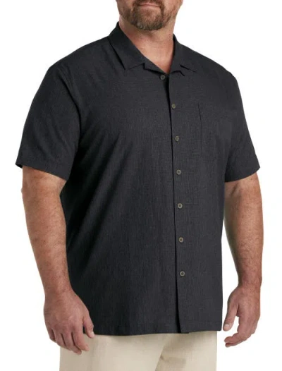 Oak Hill By Dxl Big & Tall Solid Camp Shirt In Black