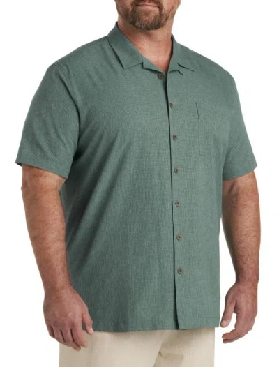 Oak Hill By Dxl Big & Tall Solid Camp Shirt In Gray