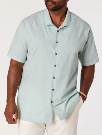 Oak Hill By Dxl Big & Tall  Solid Camp Shirt In Green