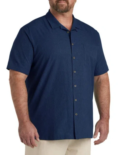 Oak Hill By Dxl Big & Tall Solid Camp Shirt In Navy