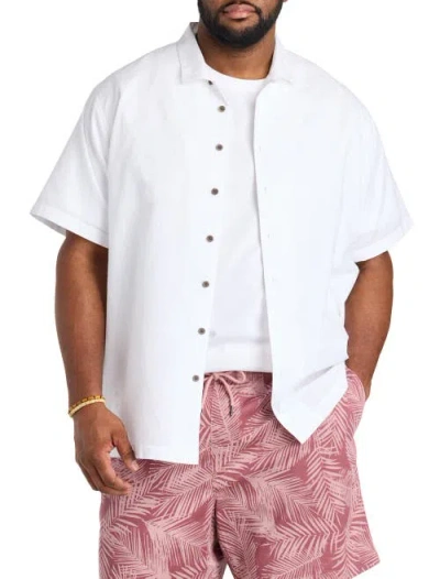 Oak Hill By Dxl Big & Tall  Solid Camp Shirt In White