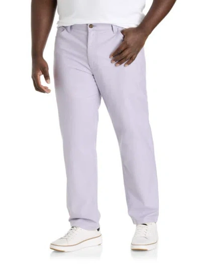Oak Hill By Dxl Big & Tall  Straight-fit 5-pocket Chambray Pants In Lavender Gray