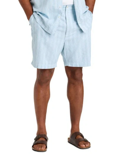 Oak Hill By Dxl Big & Tall Striped Cabana Shorts In Blue