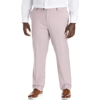 Oak Hill By Dxl Big & Tall  Textured Waist-relaxer Dress Pants In Pink