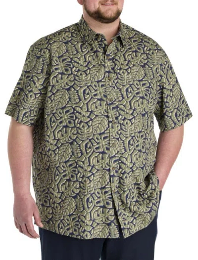 Oak Hill By Dxl Big & Tall  Tribal Leaf Sport Shirt In Multi