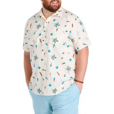 Oak Hill By Dxl Big & Tall  Tropical Drink Sport Shirt V2 In White