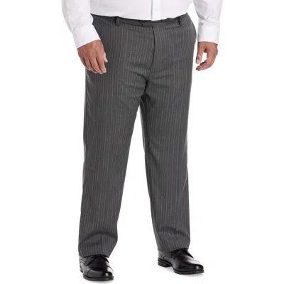 Oak Hill By Dxl Big & Tall  Waist Relaxer Pinstripe Suit Pants In Gray