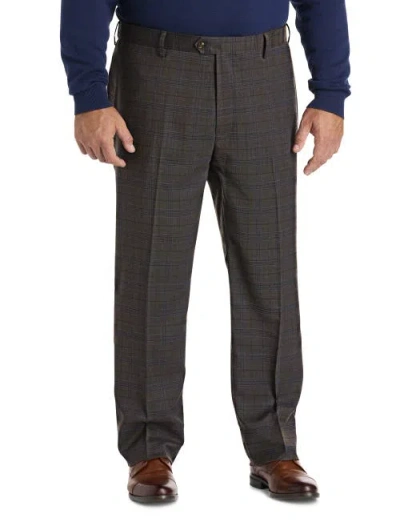 Oak Hill By Dxl Big & Tall  Waist-relaxer Plaid Dress Pants In Black