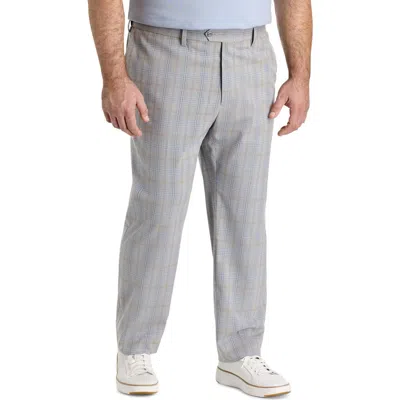 Oak Hill By Dxl Big & Tall  Waist-relaxer Plaid Dress Pants In Grey