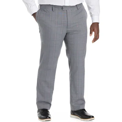 Oak Hill By Dxl Big & Tall  Waist-relaxer Plaid Dress Pants In Gray
